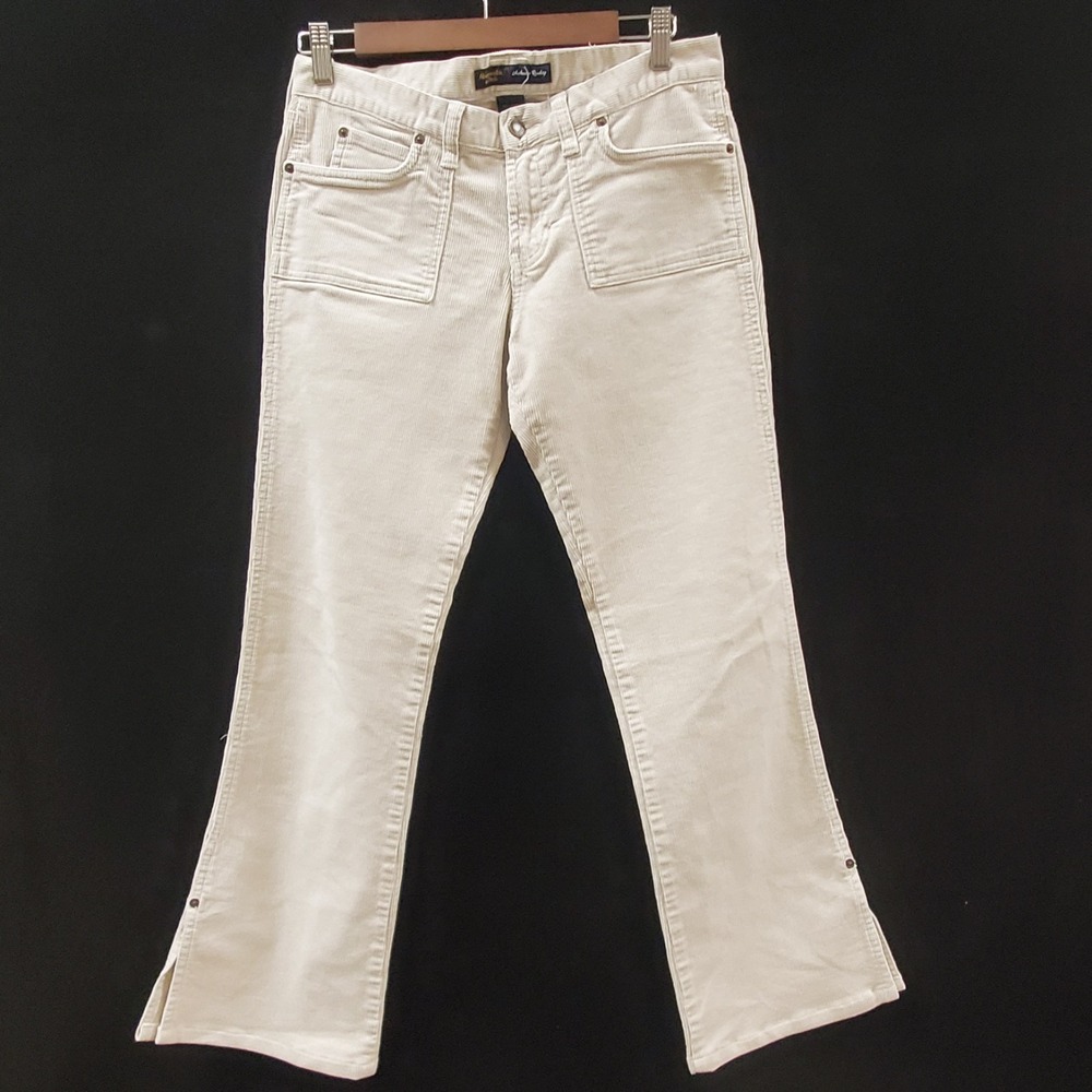 Vintage Abercrombie Womens Y2K 90s Corduroy Flare Leg Pants Size 4 White Pockets